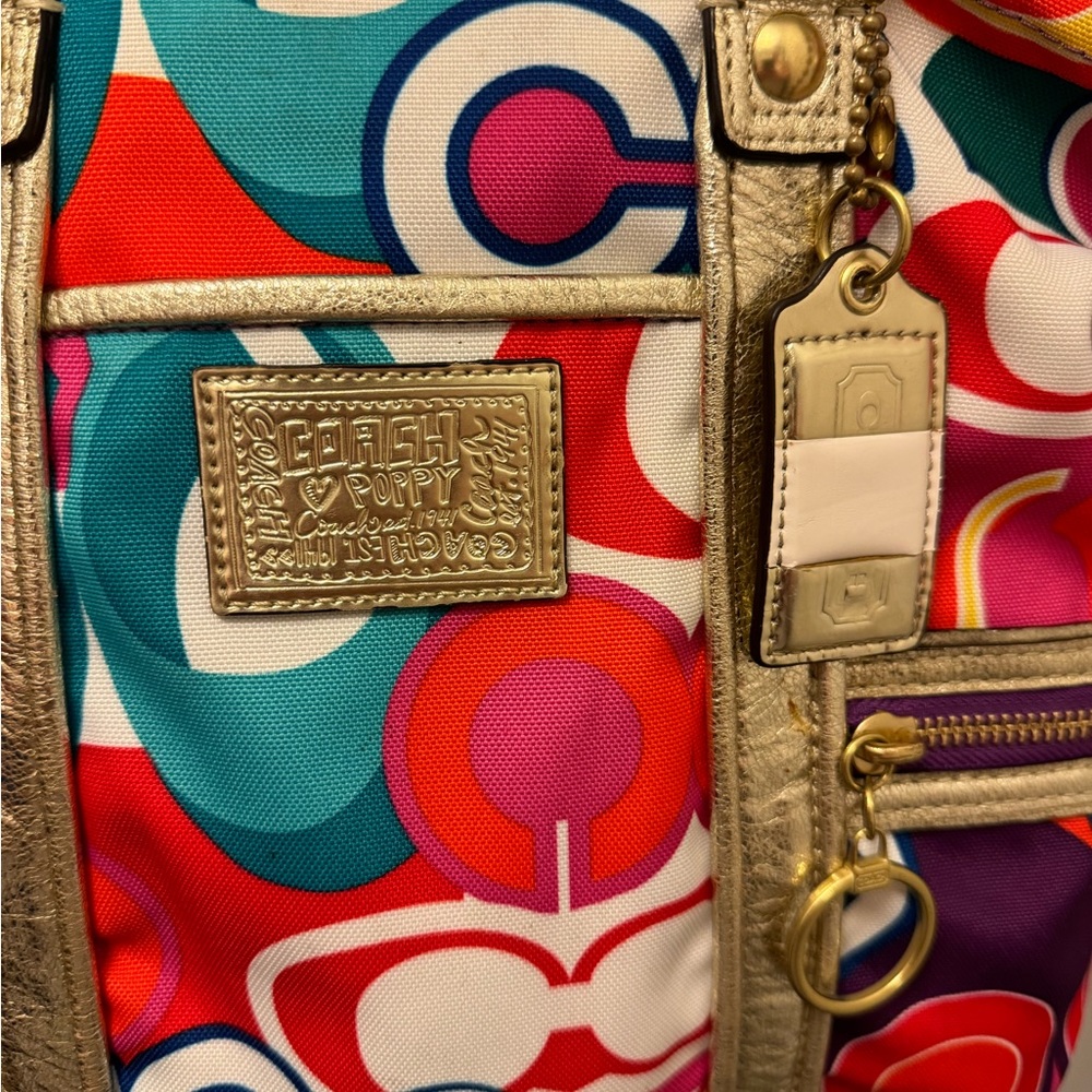 Coach Multicolor Tote Bag with Gold Accents - Picture 3 of 11